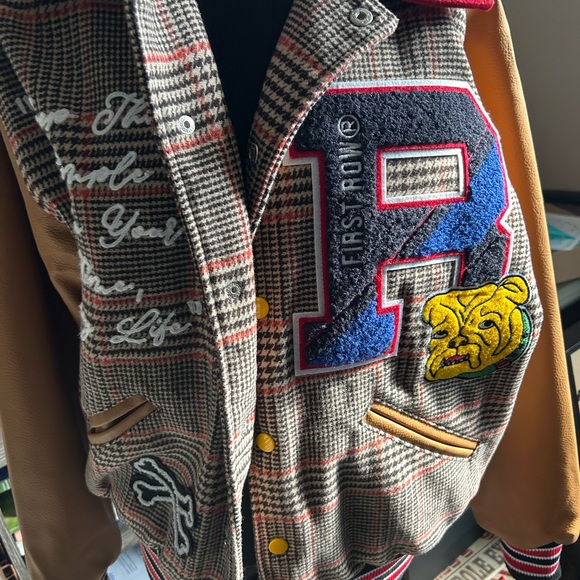 Decorated leather sleeves Bomber jacket multi color - Picture 2 of 9